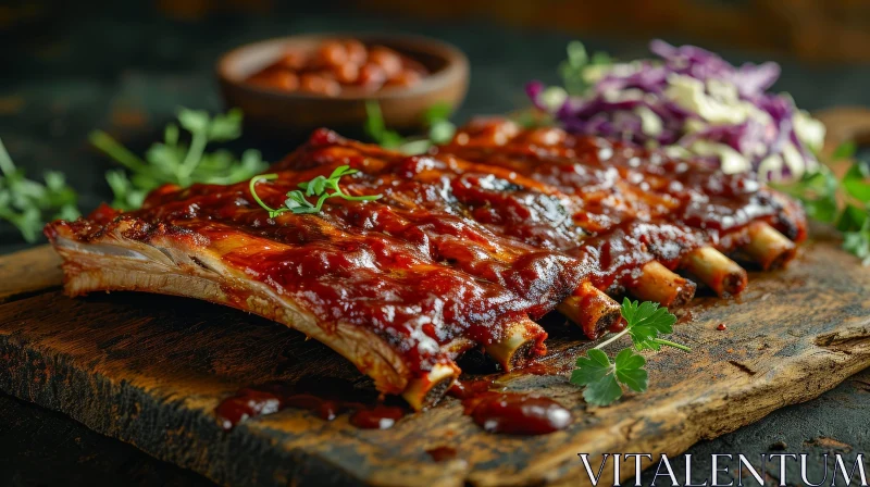 AI ART Delicious Grilled Pork Ribs with Barbecue Sauce