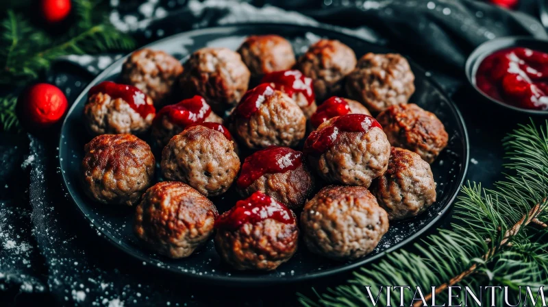 Delicious Swedish Meatballs with Lingonberry Sauce - Close-up Photo AI Image