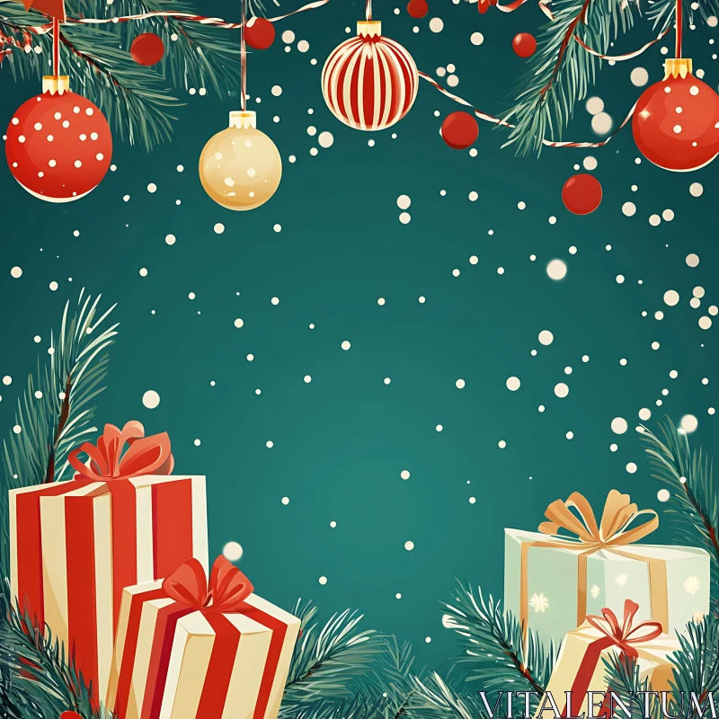 Christmas Decorations and Wrapped Presents AI Image