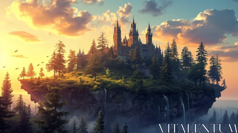 Majestic Castle on Cliff: A Breathtaking Natural Landscape AI Image