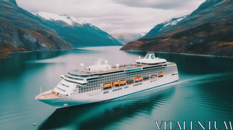 Majestic Cruise Ship Sailing on a Serene Lake - Tranquil Beauty AI Image