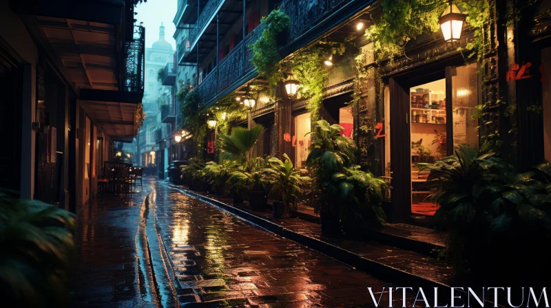 Rainy Cityscape: A Captivating Atmospheric Scene AI Image
