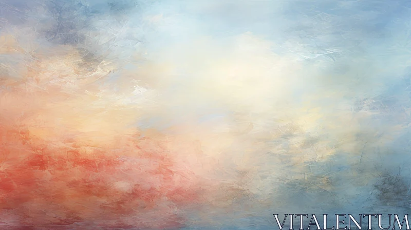 Soothing Abstract Painting in Blue, Pink, and Yellow AI Image