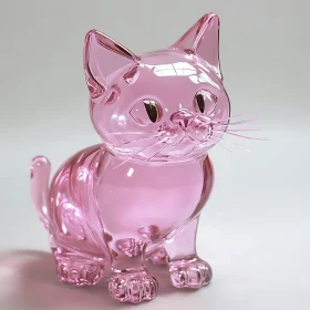 Elegant Pink Glass Cat Figurine