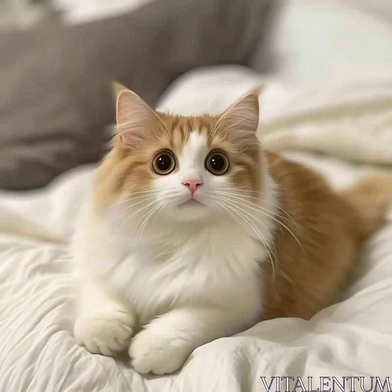 Cute Brown and White Fluffy Cat AI Image