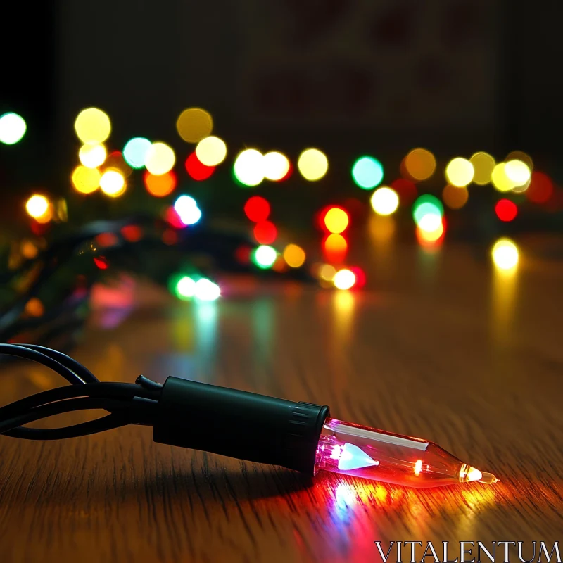 Festive Colorful String Lights Close-Up AI Image