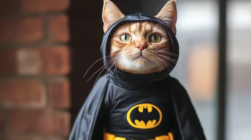 Feline Superhero Dressed as Batman