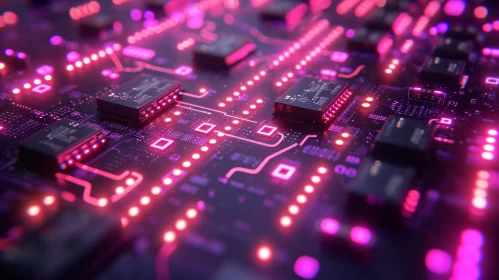 Captivating Circuits Artwork on Bright Purple Background