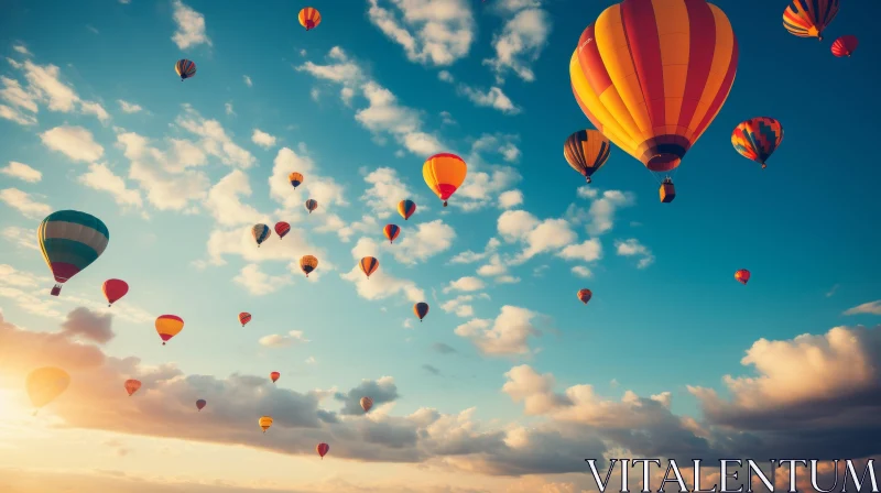 Dreamy Skyward Journey of Hot Air Balloons AI Image