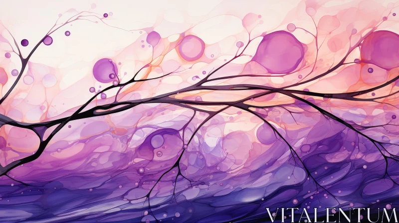 Ethereal Tree Branch Abstract Painting AI Image