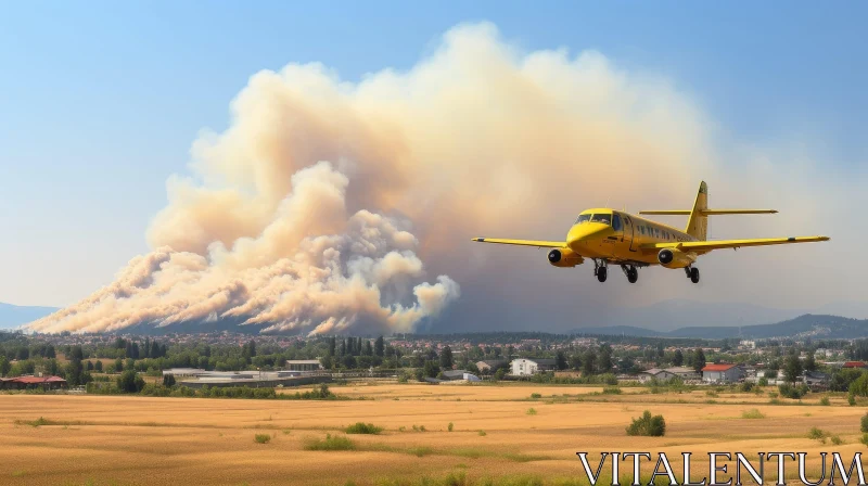 Yellow Airplane Fighting Wildfire | Dramatic Scene AI Image