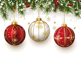 Golden Snowflake-Patterned Christmas Baubles