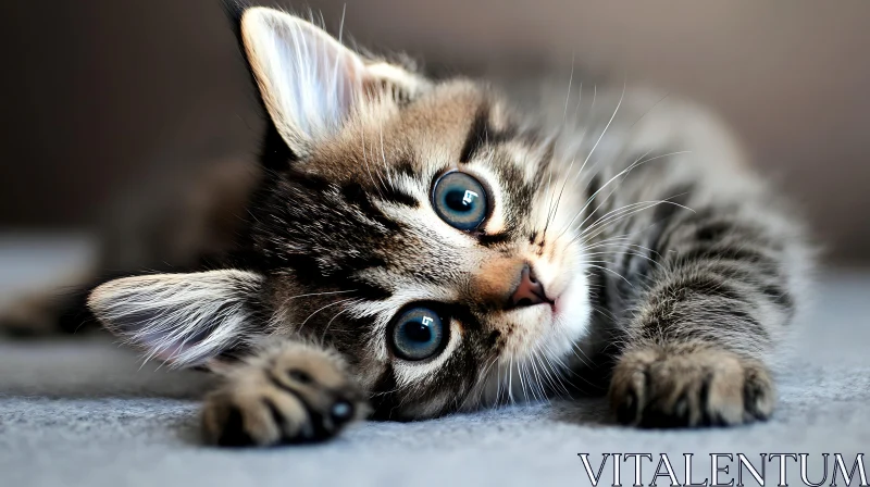 AI ART Cute Blue-Eyed Kitten Lying Down