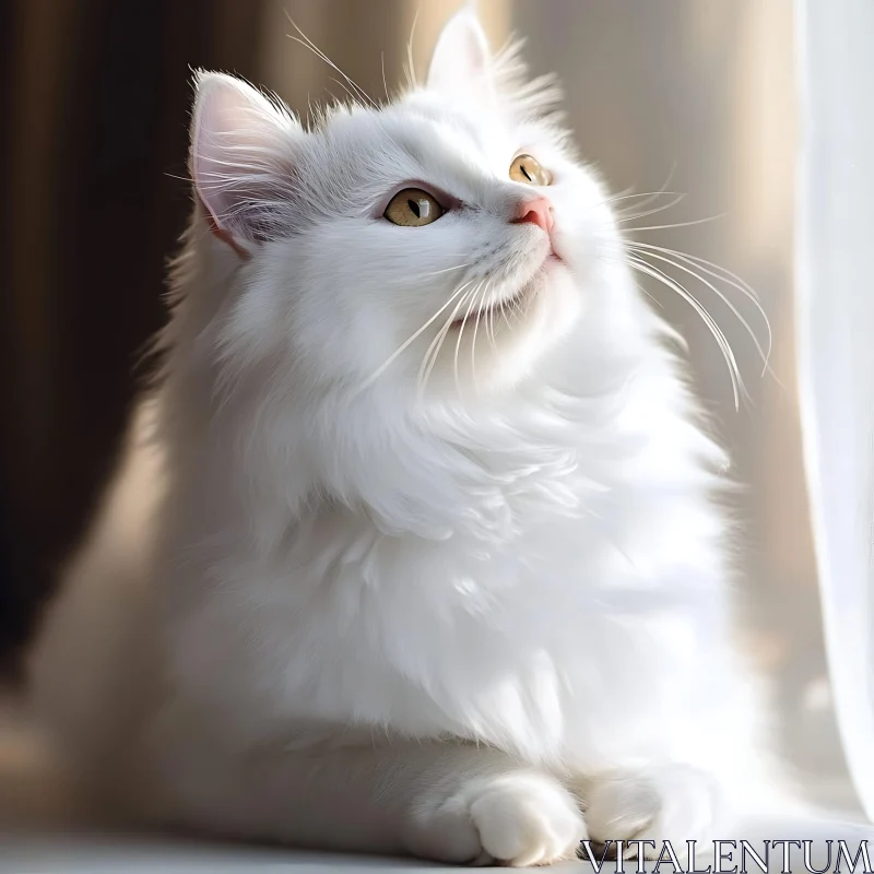 Adorable White Cat with Soft Fur AI Image