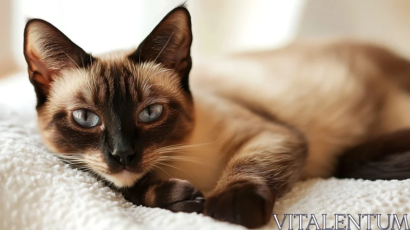 Beautiful Siamese Feline Resting AI Image