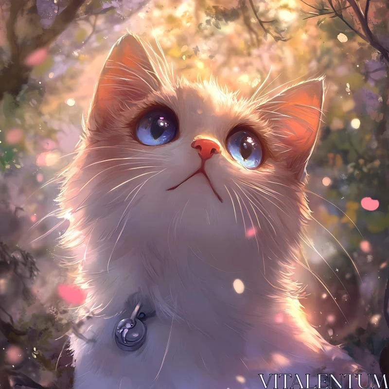 Whimsical Kitten Portrait in Ethereal Light AI Image