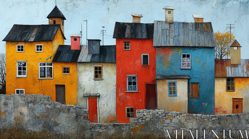 AI ART Enchanting Row of Colorful Houses Painting