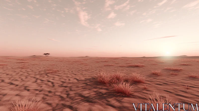 Sunny Desert Landscape: A Display of Serene Tranquility AI Image