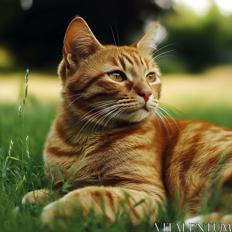 Ginger Cat in Nature AI Image