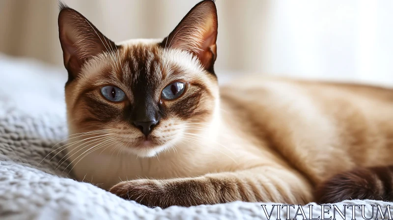 Charming Blue-Eyed Cat Relaxing AI Image