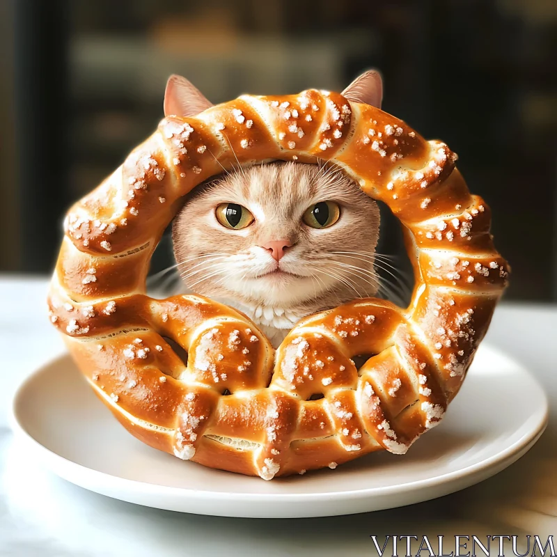 AI ART Cat with Pretzel Frame