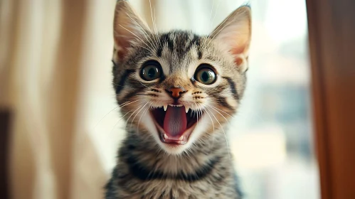 Playful Kitten's Joyful Expression