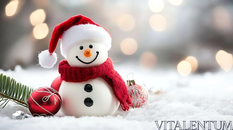 Festive Snowman Adorned with Christmas Decor AI Image