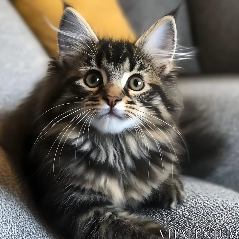 Close-up of a Cute Fluffy Kitten AI Image