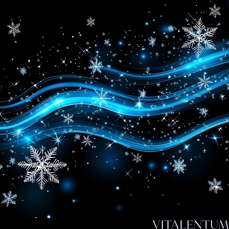 Winter Night Abstract AI Image