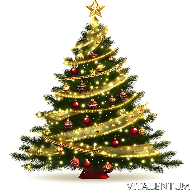 Festive Holiday Christmas Tree Decor AI Image