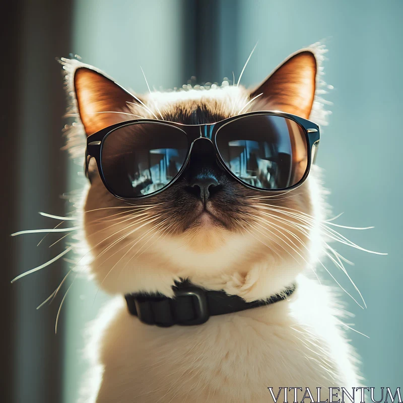 Stylish Feline in Sunglasses AI Image