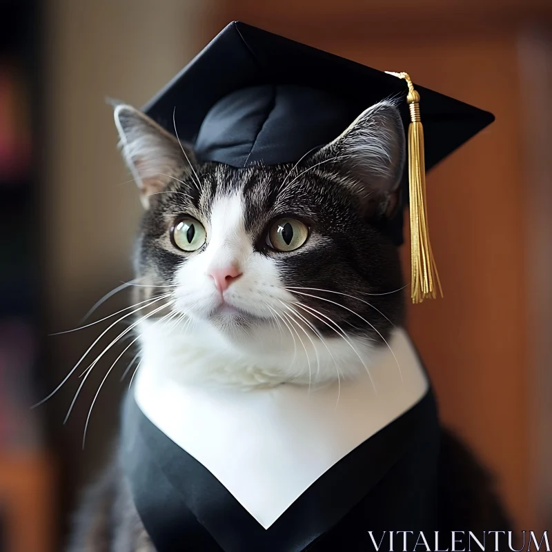 Cat in Graduation Attire AI Image