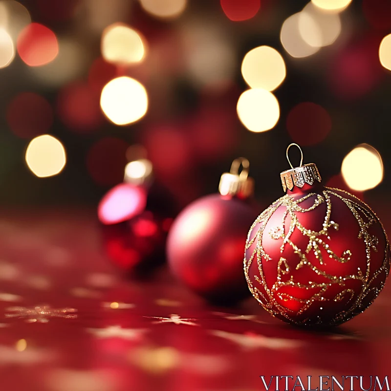 Festive Red and Gold Holiday Decorations AI Image