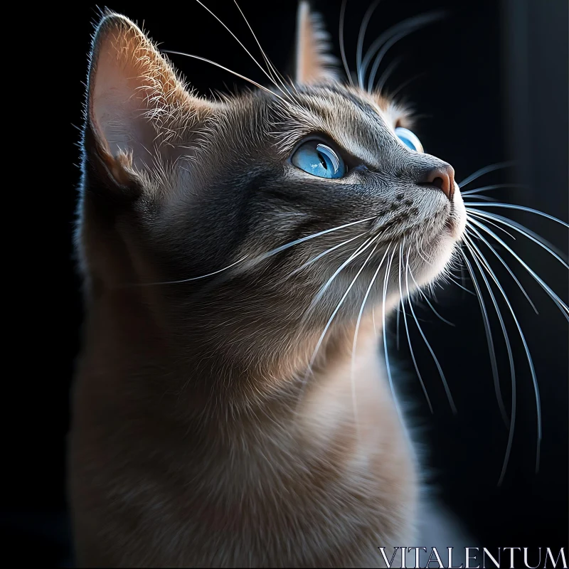 AI ART Blue-Eyed Cat in Contemplation