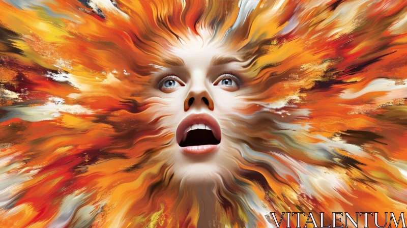Colorful Paint Portrait of a Screaming Woman AI Image