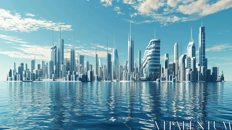 Futuristic City on Water: A Captivating Vision of Tomorrow AI Image