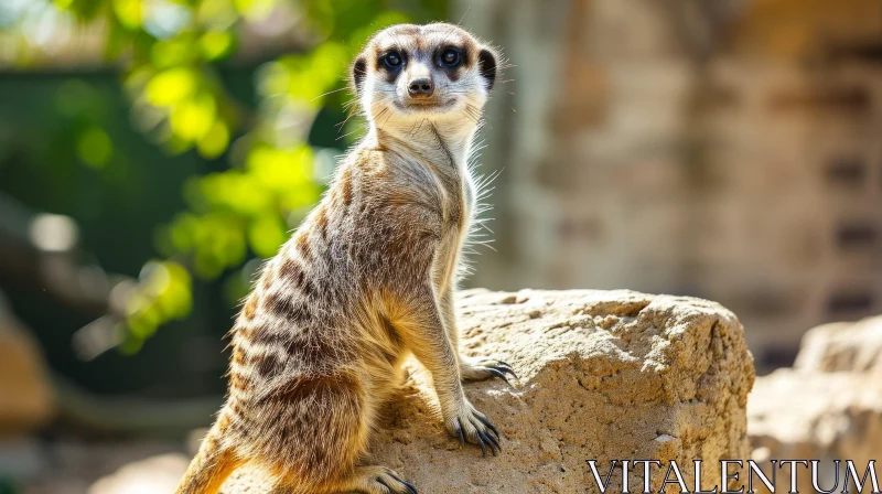 Meerkat on Rock - A Captivating Wildlife Photograph AI Image