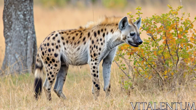 Spotted Hyena in Grassy Field: Majestic African Carnivore AI Image