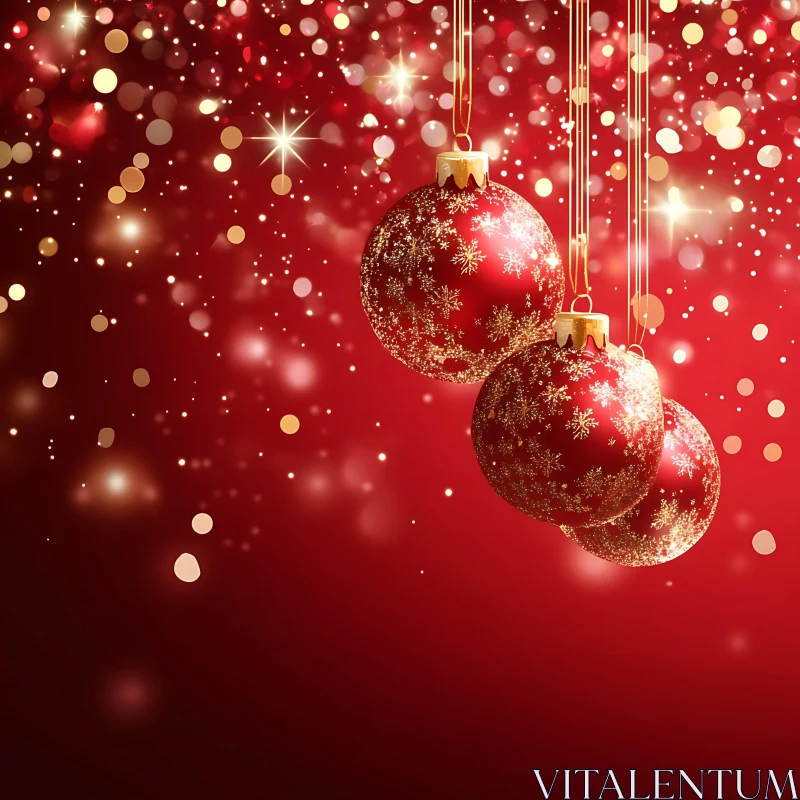 Red and Gold Christmas Decoration AI Image