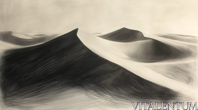 Sand Dunes in Monochrome AI Image