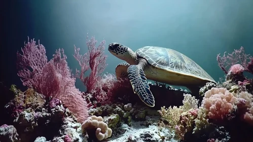 Graceful Sea Turtle in Coral Reef