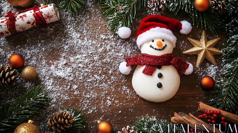 AI ART Festive Snowman with Holiday Decorations