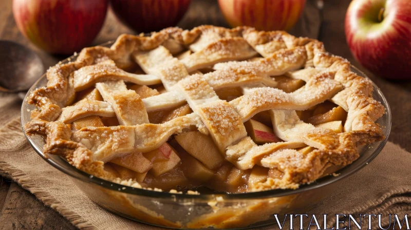 Delicious Rustic Homemade Apple Pie with Lattice Crust AI Image