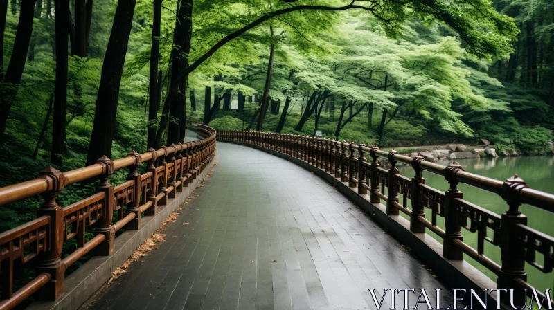 Enchanting Walkway in a Green Forest - Japanese-inspired Landscape AI Image
