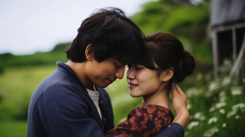 Hallyu Style Movie Still of Young Couple in Field