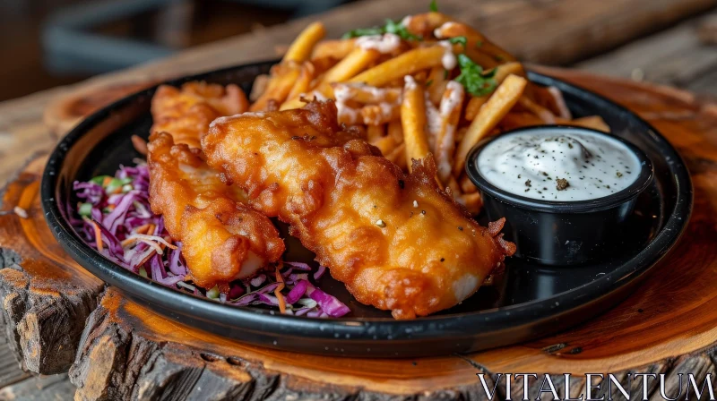 Tempting Fish and Chips with Tartar Sauce | Food Photography AI Image