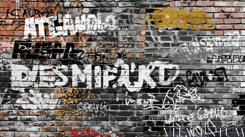 Vibrant Urban Street Art on a Brick Wall AI Image