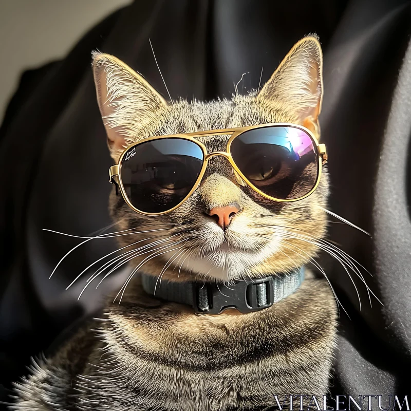 Stylish Feline in Sunglasses AI Image