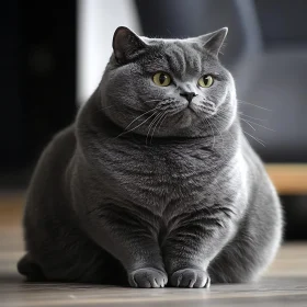 Charming British Shorthair Cat with Green Eyes