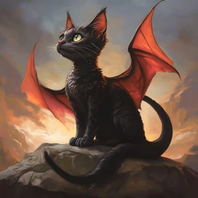 Fantasy Cat with Dragon Wings